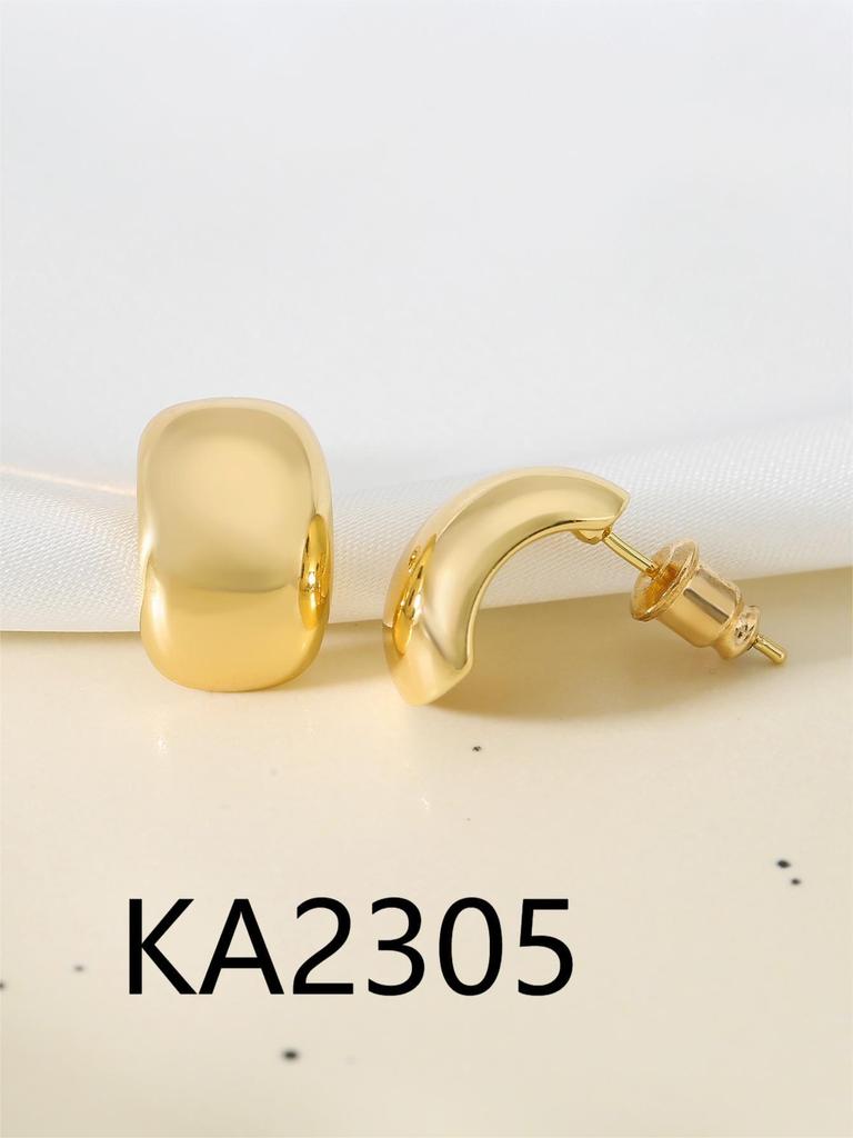 Trendy Water Drop C-Shaped Lightweight Stud Earrings with Versatile Bean Ear Cuffs