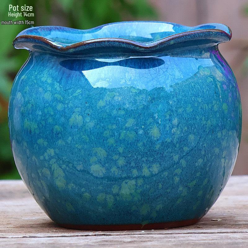 Large Ceramic Terracotta Flower Pot for Balcony and Living Room - Ideal for Succulents, Orchids, Green Radish, and Plants