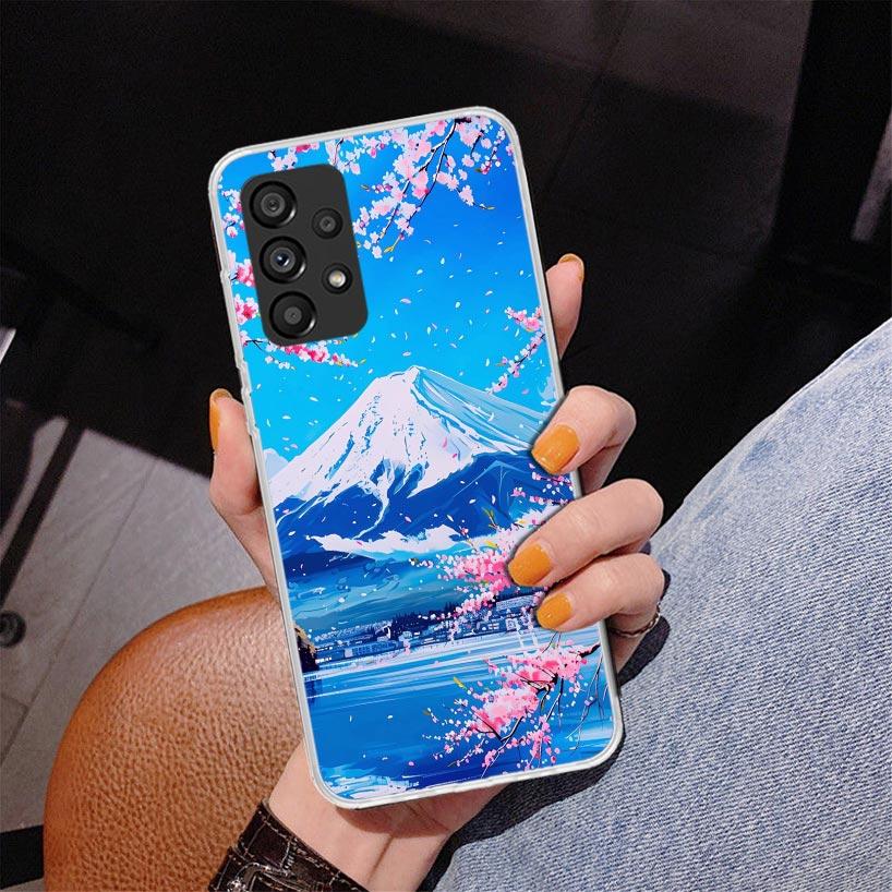 Японская вишня Гора Фудзи Чехол для телефона для Samsung Galaxy A52 A32 A22 A12 A51 A31 A50S A30S A20S A10S Note 20 Ultra 10 Plus S10 A