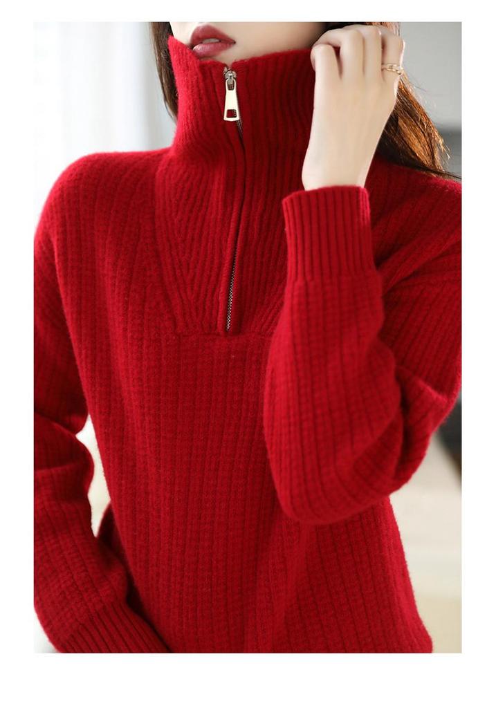 Women's Elegant Wool Sweater: Autumn/Winter, Turn-down Collar, Soft & Fluffy, 100% Pure Wool Knitwear for Outdoor Wear