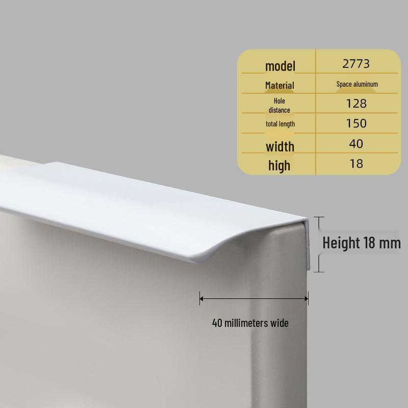 Oukali Curved Invisible Edge Aluminum Cabinet and Wardrobe Handle