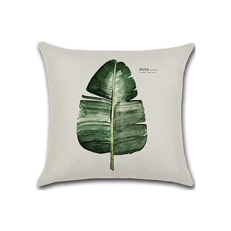 Simple Modern Green Leaves Tropical Plant Series Linen Pillowcase Nordic Small Fresh Style Cushion Cover