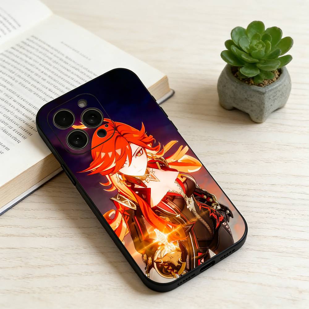 Семь Архонтов Genshin Impact Чехол для телефона для iPhone 17, 16, 15, 14, 13, 12, 11 Plus, Pro Max, Другие Мягкий Черный Чехол
