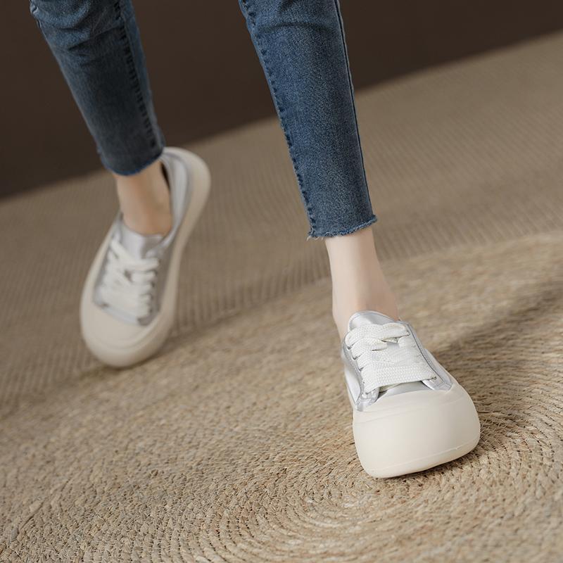 Туфли из сатина и парусины на толстой подошве с большим пальцем женские летние новые дышащие двусторонние белые туфли тонкие шелковые повседневные кроссовки