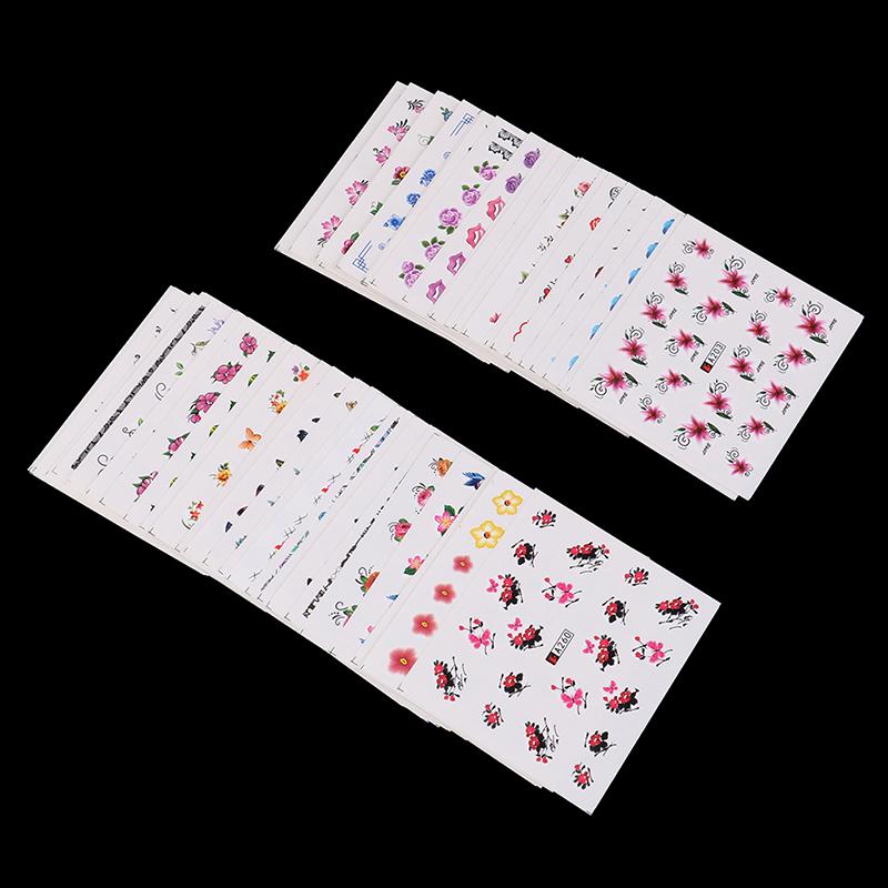 3D наклейки для дизайна ногтей, 50 листов, цветочные наклейки, советы по украшению маникюра