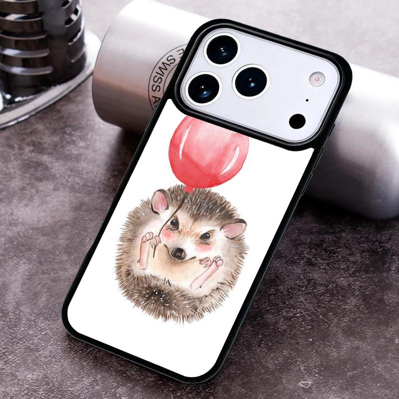 Hedgehog and Balloon Phone Case for iPhone 17 16 15 Pro Max Air 14 13 12 11 Plus Shockproof Cover