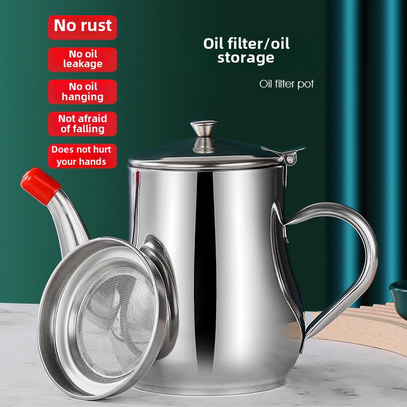 Stainless Steel Multi-Purpose Oil & Vinegar Pot with Spout and Filter
