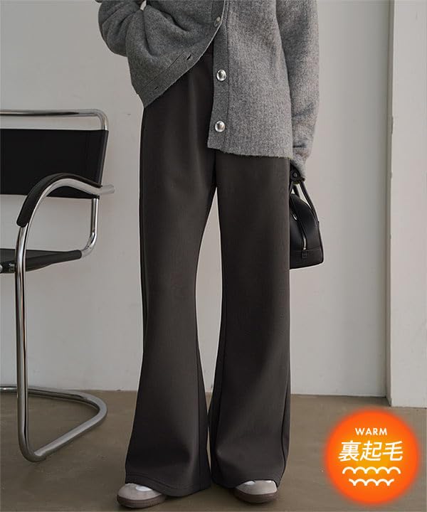 Штаны-кюлоты Kobe Lettuce Идеальны для осени и Широкие брюки для холодной погоды Эластичные Цвет слоновой кости [На флисовой подкладке] Теплые, Формирующие фигуру Женские, Зима. Расклешенный,