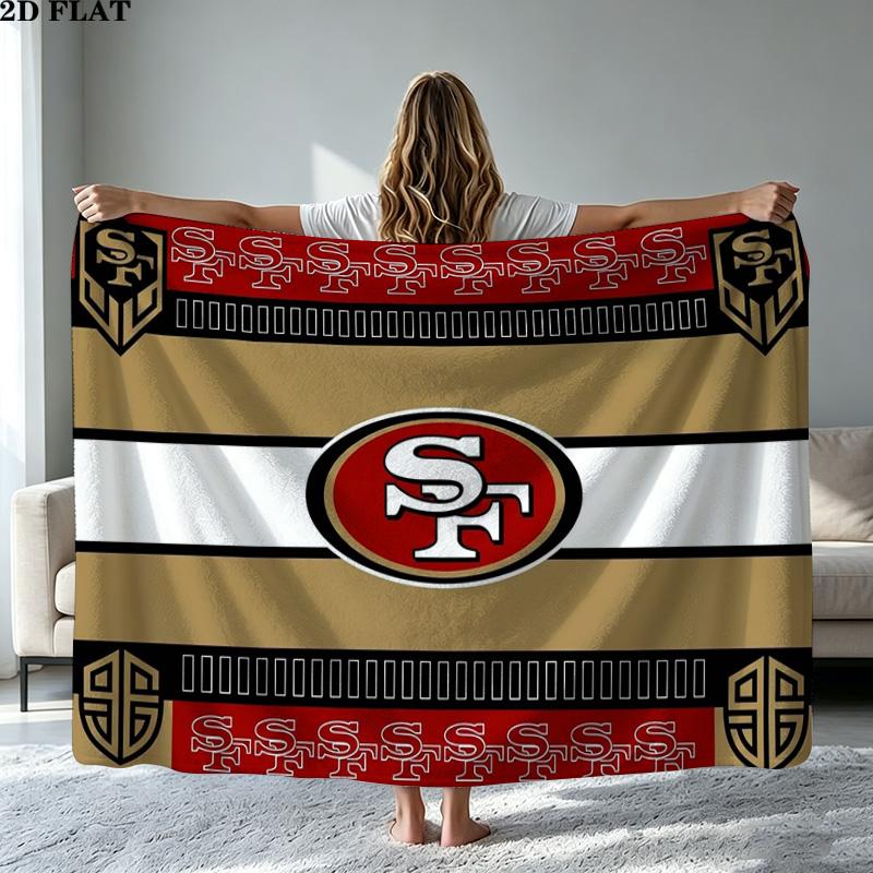 San Francisco 49ers Print Flannel Blanket High Quality Warm Comfortable Cover for All Seasons Perfect for Gifts Home Decor