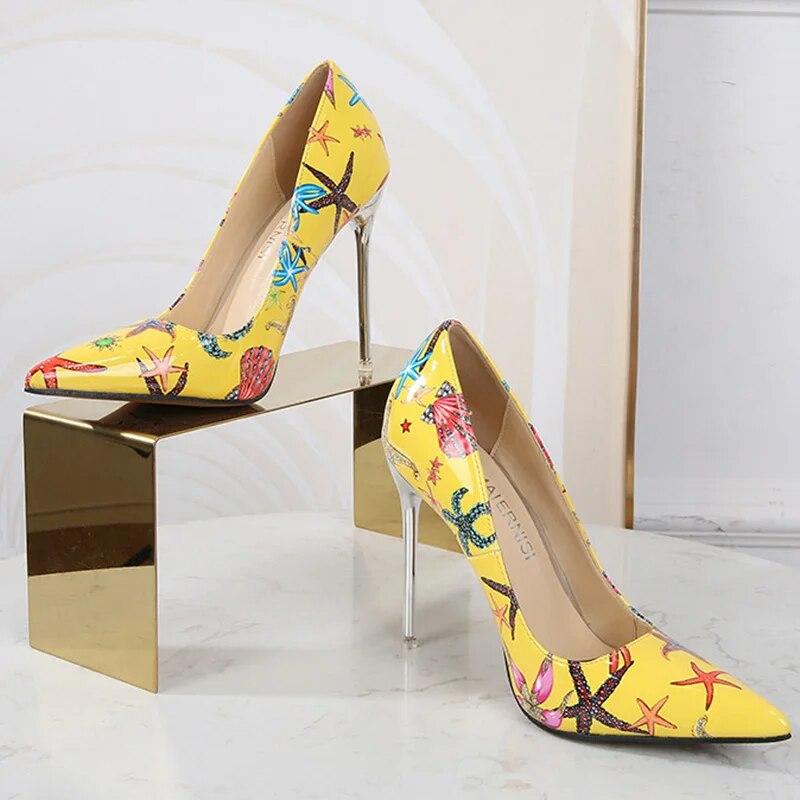 Женские туфли на шпильке, пикантные блестящие туфли-лодочки с острым носком на каблуке 11 см WZ