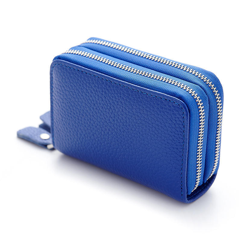 Новый оптовый кошелек для карт, кошелек-органайзер для карт, обложка для карт, кошелек для карт на двойной молнии, многокарточный, из первого слоя коровьей кожи, кошелек для мелочи