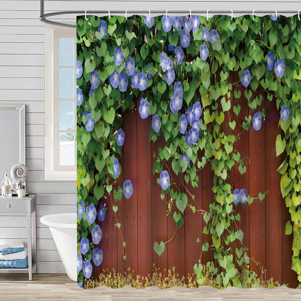 Водонепроницаемая и устойчивая к плесени душевая штора с 3D цифровой печатью, с принтом растений и камней, перегородка для душа и ванной