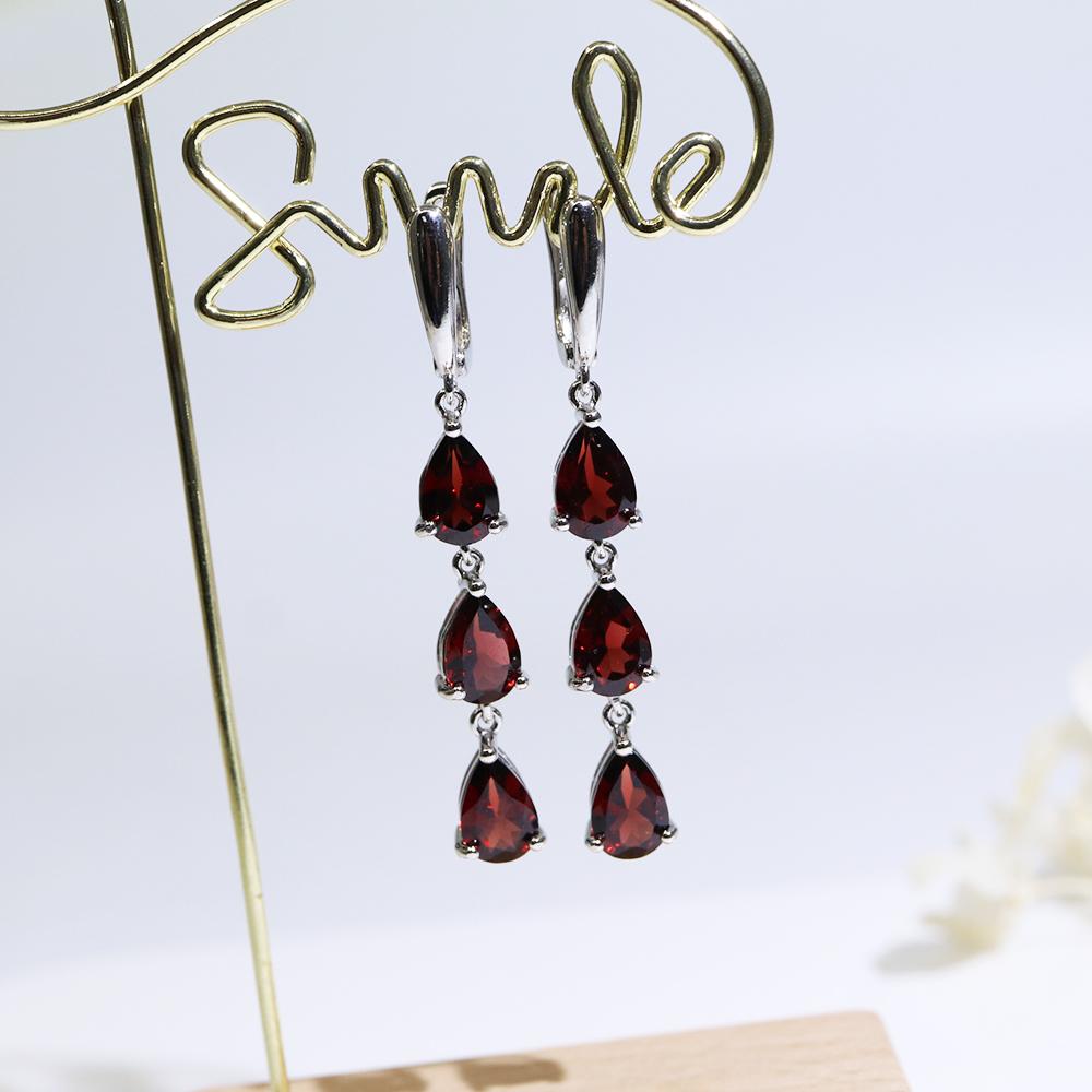 Серебряные длинные серьги с натуральным гранатом-грушей 6*9 мм, серебро 925 пробы, модный дизайн, женские изысканные украшения для женщин, хороший подарок