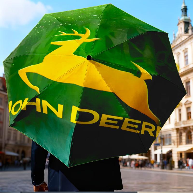 John Deere Logo Design Mini Five-Fold Lightweight Umbrella, Eight-Bone Frame, Perfect for Home Travel and Outdoor Use in Any Season