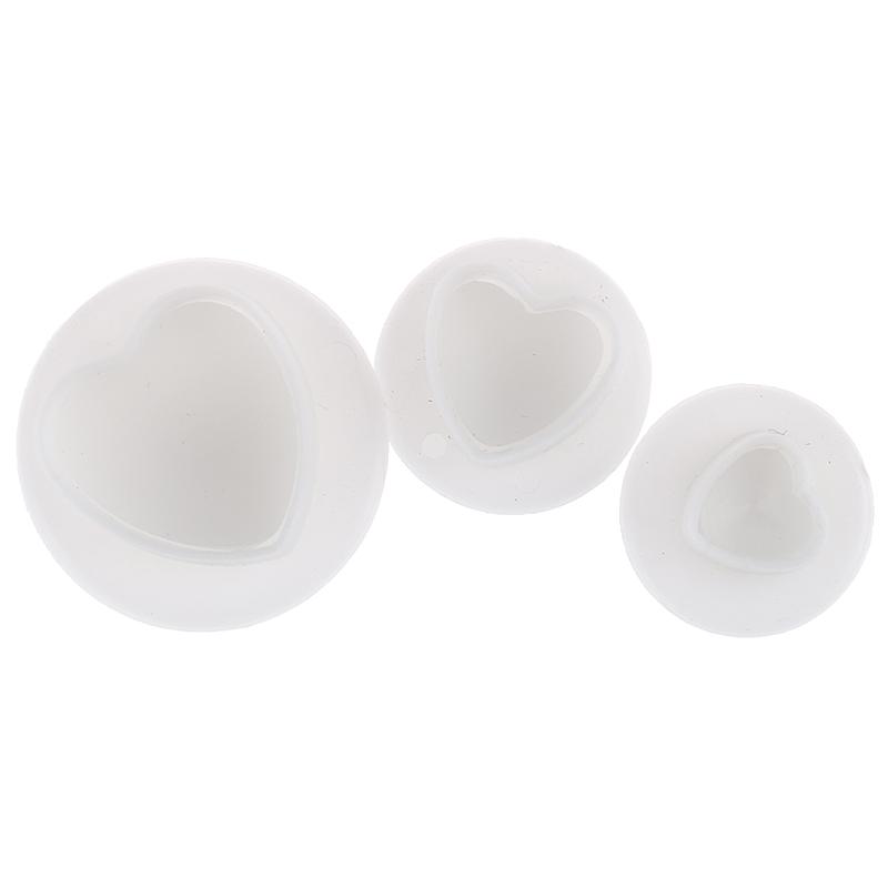 3Pc Heart Fondant Plunger Set Valentines Love Sugar Craft Cake Decorating Baking