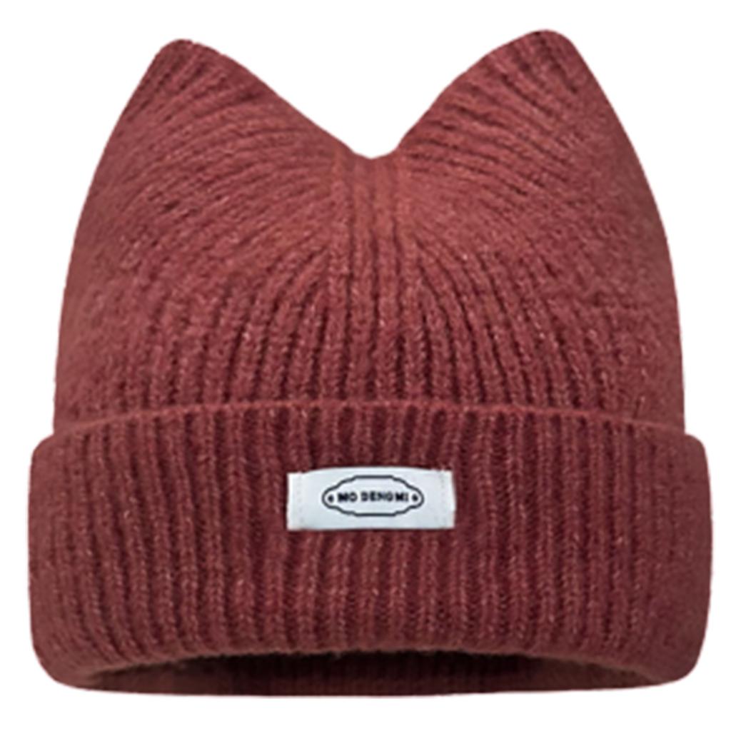 Шапка-бини с кошачьими ушками для студентов и взрослых, ветрозащитная, складная, зимняя шапка, утолщенная шапка-бини в стиле Харадзюку с буквенными наклейками