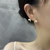 Дизайнерские геометрические двойные круглые серьги-гвоздики из циркона, маленькие ароматные знаменитые элегантные атмосферные жемчужные серьги