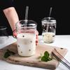 Heat Resistant Glass Office Teacup Creative Transparent Coffee Mug With Lid and Straw Household Milk Juice Cup Travel Drinkware
