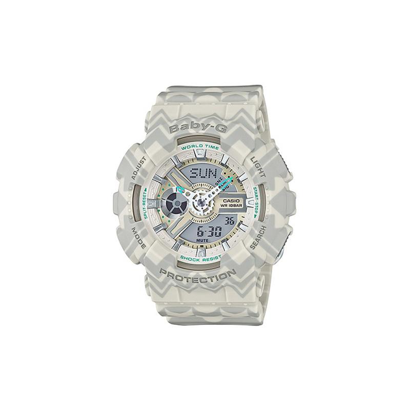 Casio BABY-G Серия тематических часов Модные и яркие Уличный стиль Классические стрелки Двойной дисплей Водонепроницаемый механизм Кварцевый механизм Ремешок из смолы BA-110TP-8A