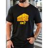 Men's Cheese Pattern, OK_ Summer Casual Crew Neck Short T-Shirt