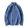 Men Denim Shirt Solid Color Long Sleeve Single Breasted Streetwear Turndown Collar Loose Shirt Coat Jacket Men Clothes