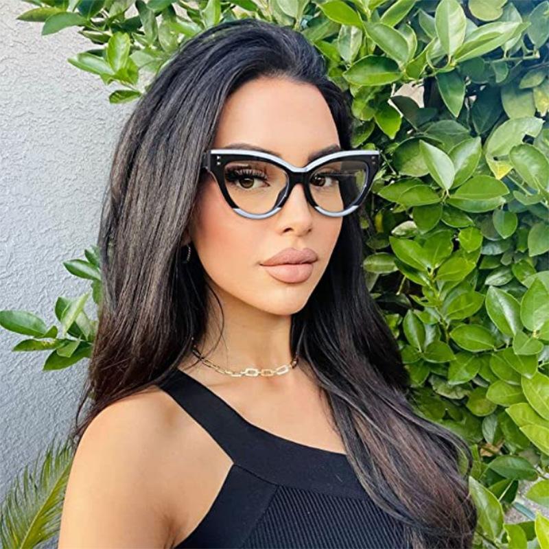 Оправа очков «кошачий глаз» Модные линзы с защитой от синего света Женские ультралегкие большие оправы INS Trend Eyewear Модные украшения