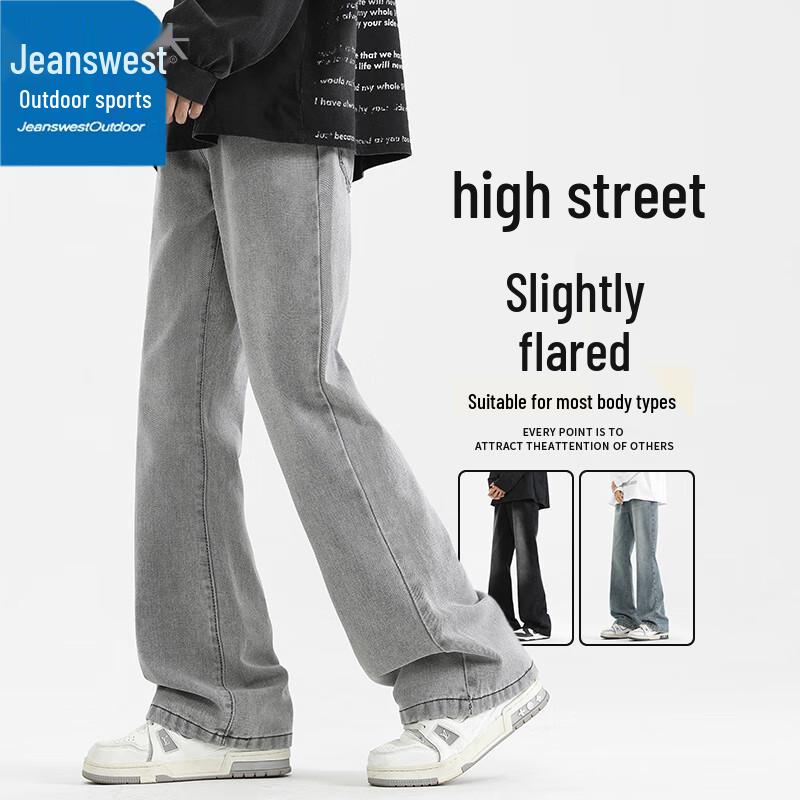 Мужские джинсы Jeanswest в стиле ретро, уличный кэжуал, расклешенные от колена