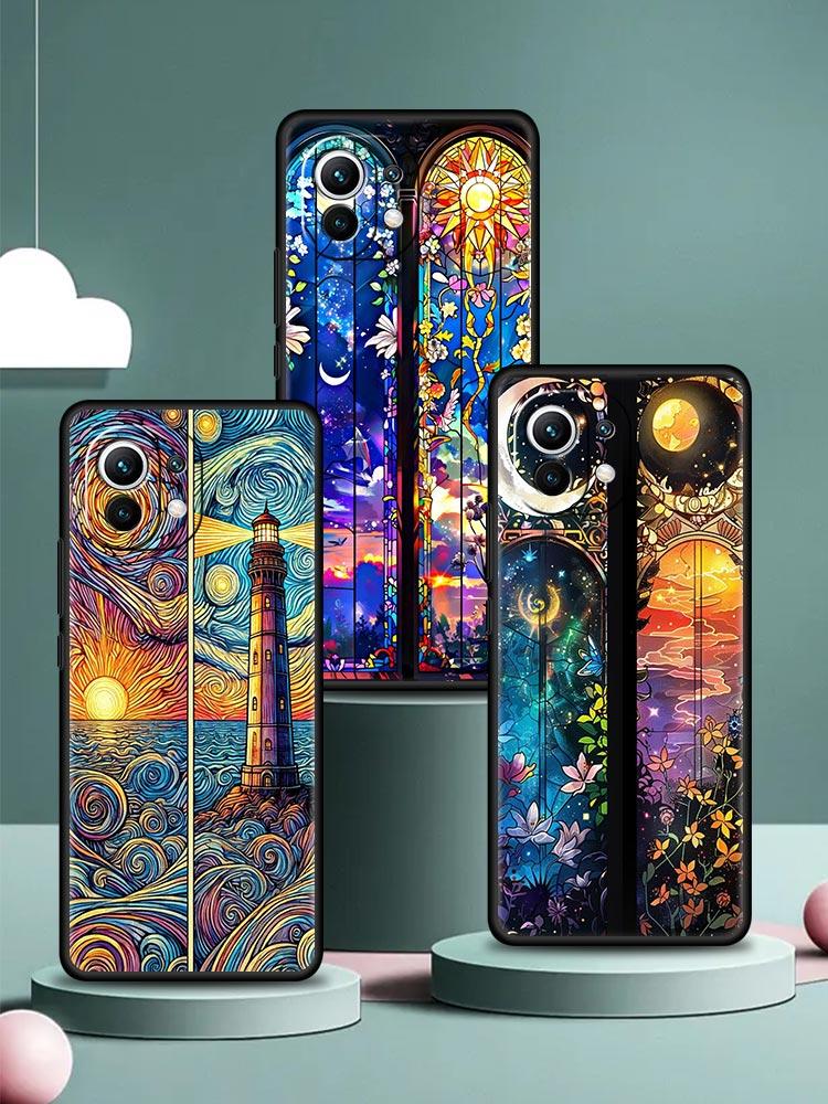 Красивый чехол-крышка из стекла с рисунком Солнце и Луна для Xiaomi Mi 17 15 14 13 12 11 Ultra 15T 14T 13T 12T 11T Pro Lite 5G Мягкий ТПУ корпус
