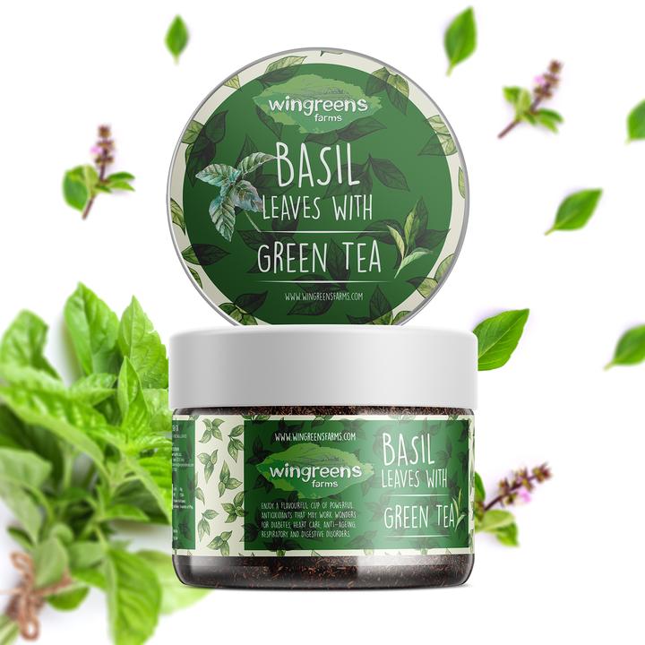 Green Tea with Basil Leaves (60 G), Basil Leaves with Green Tea, Wingreens Farms