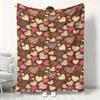 Cozy Heart Print Flannel Throw Blanket Gsm Soft Polyester AllSeason Brown Pink Hearts for Home