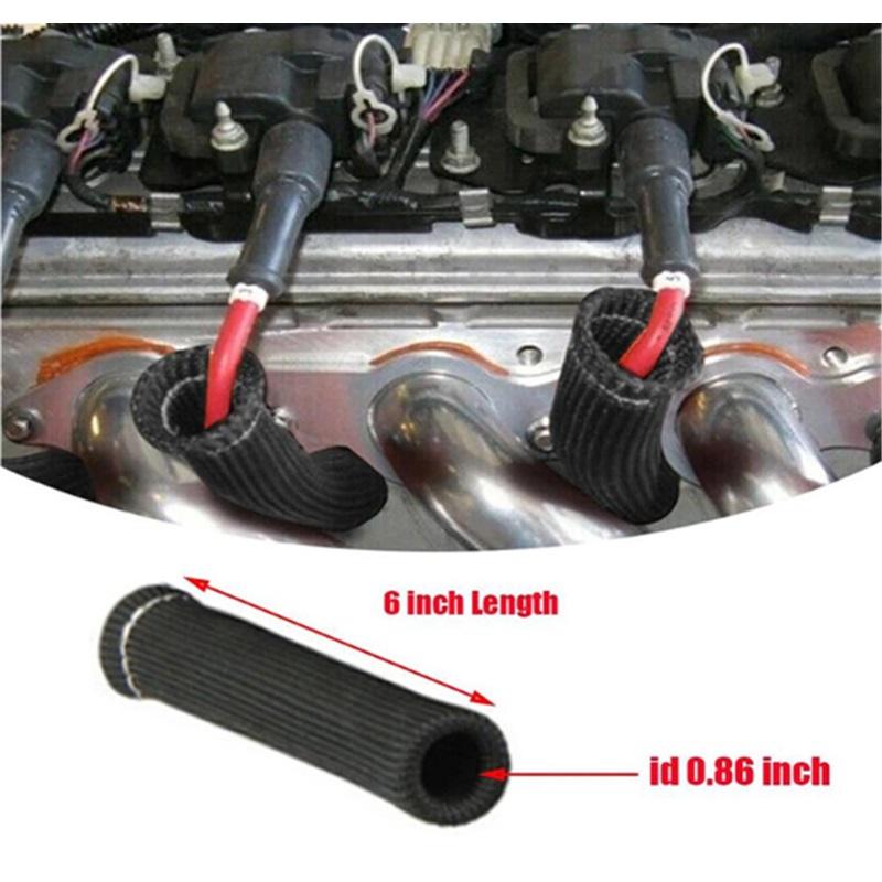 8Pcs High Temperature Resistant Spark Plug Wire Protector Fiberglass Heat Shield Tube Turbo Heat Insulation Cover Car Modification Parts
