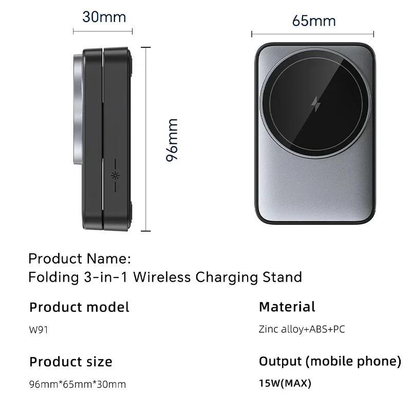 Foldable 3 In 1 Magnetic Wireless Charger Stand For Magsafe iPhone 15 14 13 12 Apple Watch 2-8 Airpods Pro Fast Charging Station