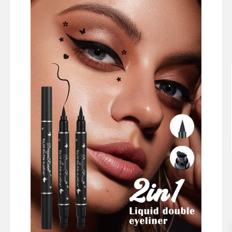 Двуглавая черная жидкая подводка для глаз с 2 головками, карандаш с треугольным уплотнением, подводка для глаз 2 в 1, водостойкая подводка для глаз, 5 типов, ручка для макияжа глаз