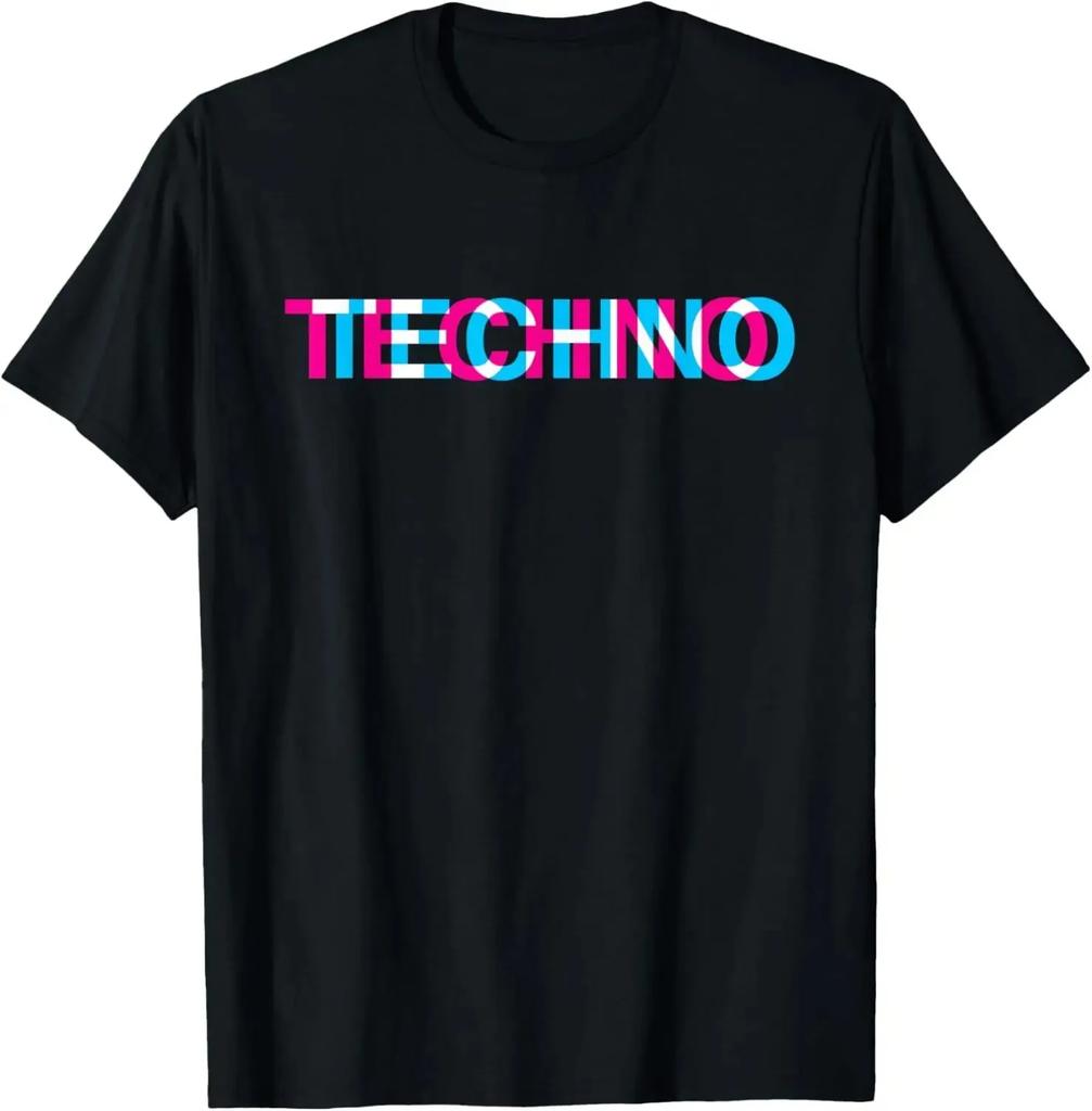 Techno Music Optical Illusion Glitch Trippy Edm Rave Tshirt Vintage Unisex Clothes Y2k Top Ropa De Mujer