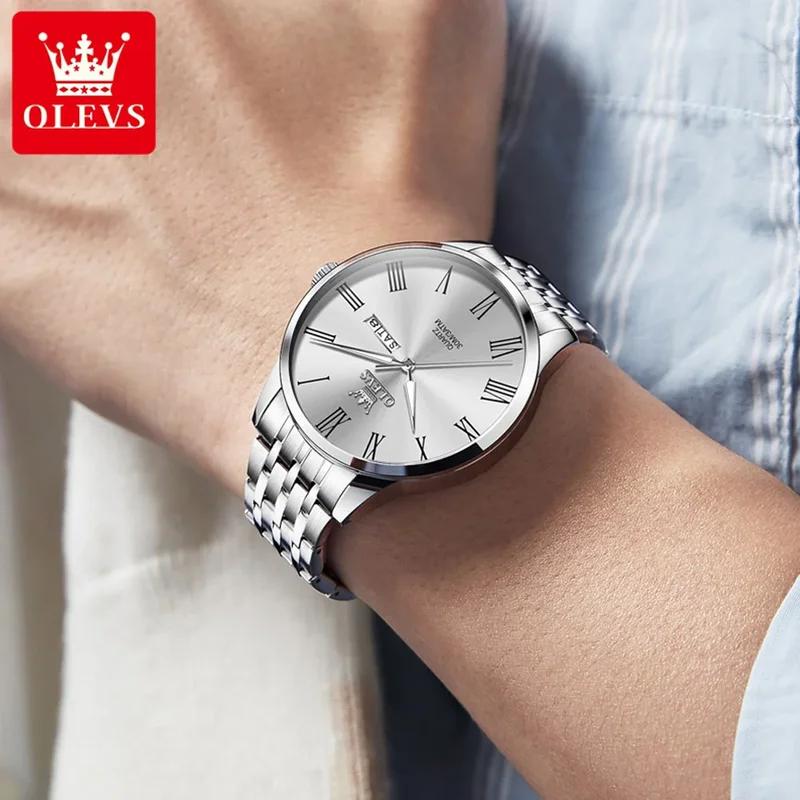 OLEVS Mens Watches Quartz Business Dress Watch Day Date Stainless Steel Classic Luxury Luminous Waterproof Casual Male Wrist Watches