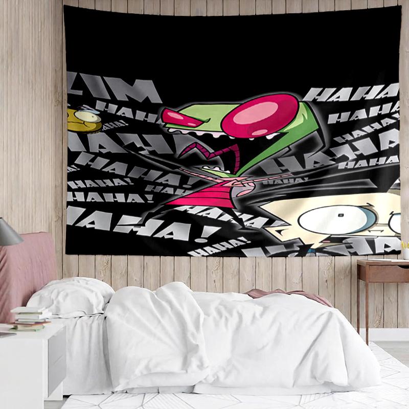 Invader-Zim Print Tapestry, Backdrop, Easy Setup, Ideal for Bedroom, Office & Living Room, with Aesthetic Wall Hanging Decor.