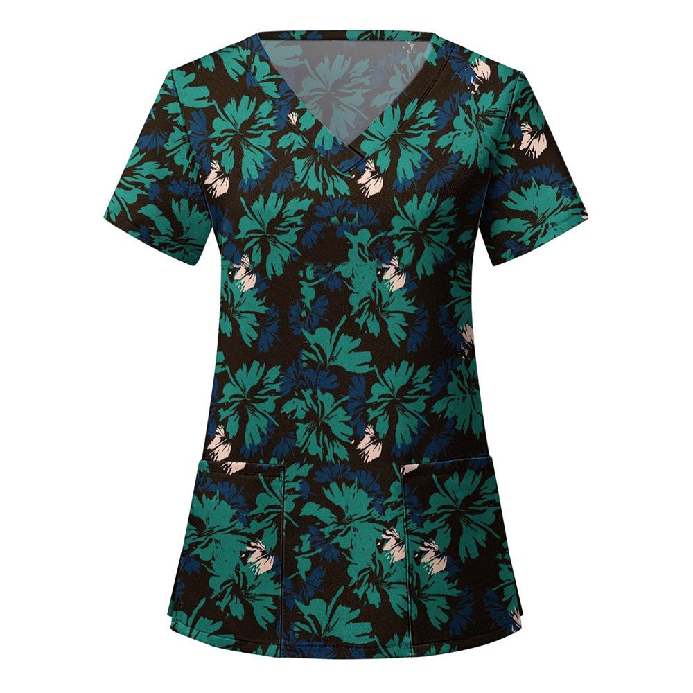 Женская футболка с принтом ивы, V-образный вырез, униформа медсестры, удобная женская футболка с коротким рукавом