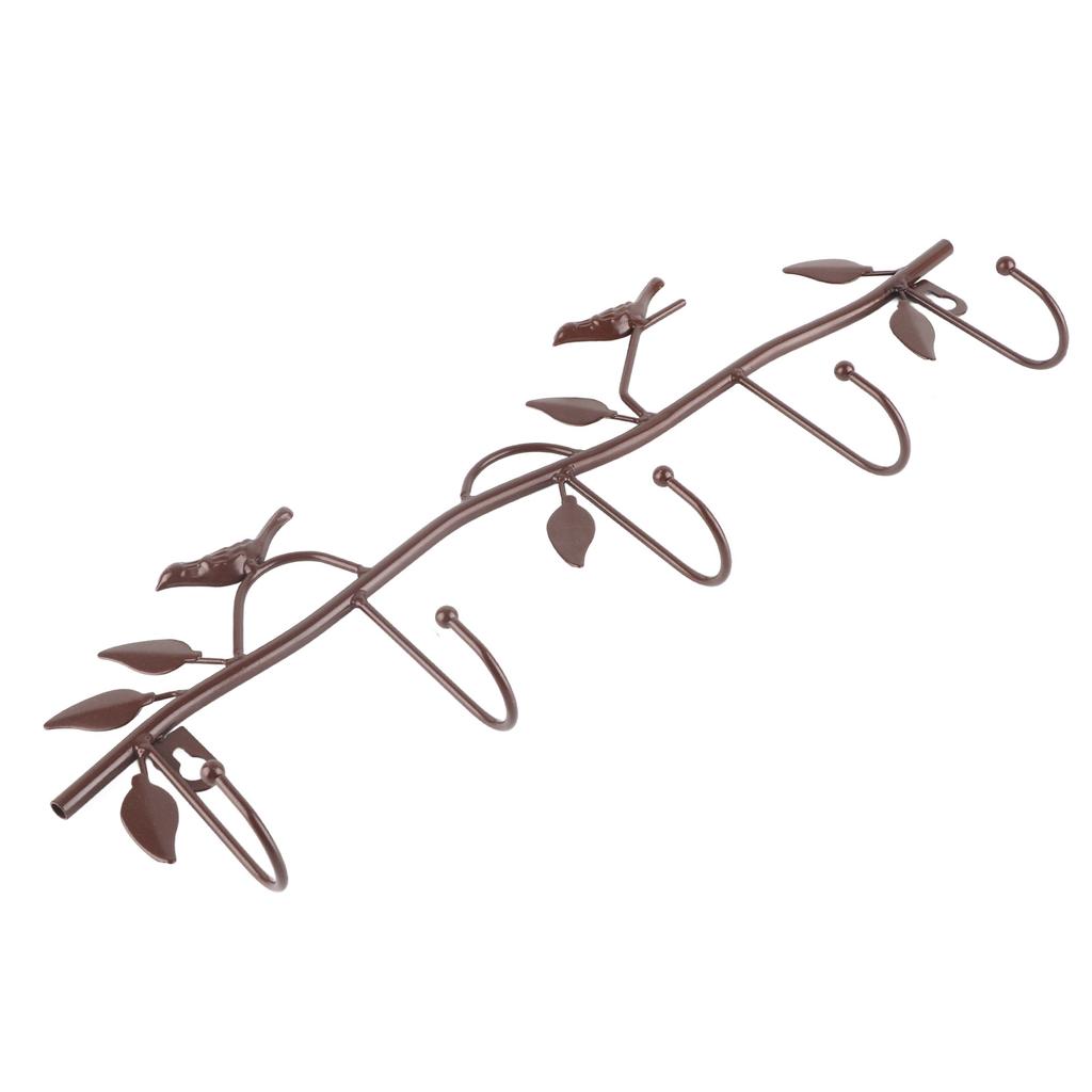Настенный крючок из железного материала, прочный крючок с декором в виде листьев и птиц для одежды, головных уборов, ключей, пальто, полотенец