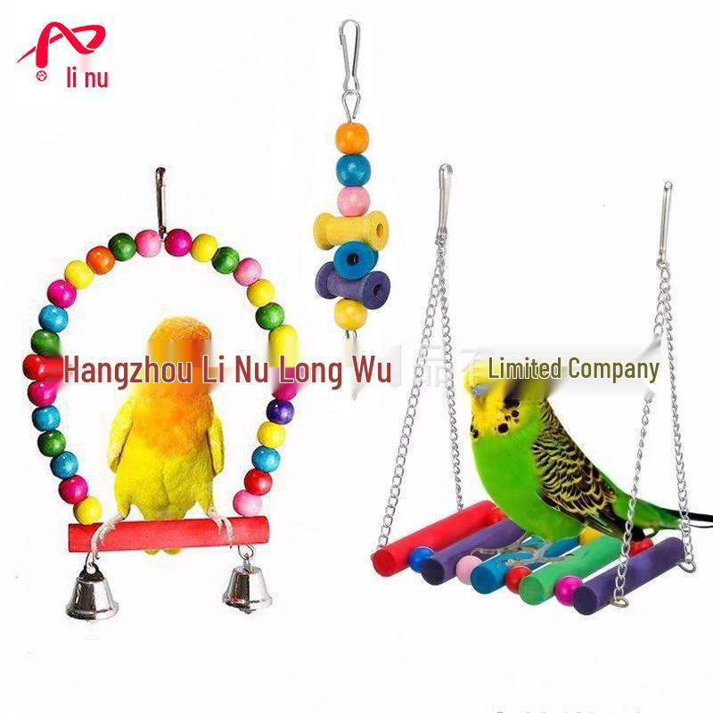 Parrot Cloud Ladder Swing & Perch: Bird Cage Accessories with Mirror, Bridge & Hanging Ring