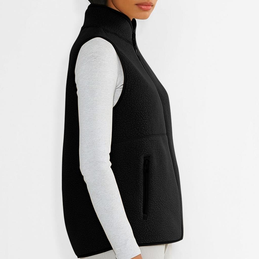 Women's Fashion Warm Sleeveless Vest Zipper Fleece Jacket