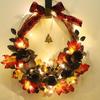 Halloween Wreaths For Front Door Fake Leaves Ornament 16 Inch Realistic Maple Leaves Berry Halloween Wreath For Indoor Outdoor