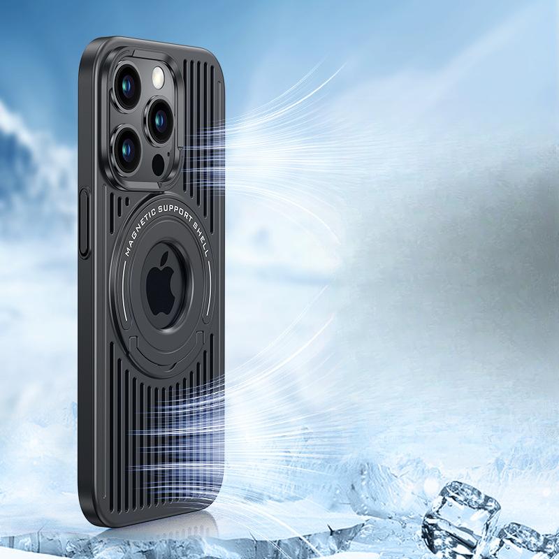 Подходит для Apple 16 Охлаждающий чехол для телефона, Магнитное притяжение 15proMax Подставка с выдвижной штангой, Защитный чехол от падений для iPhone14 13