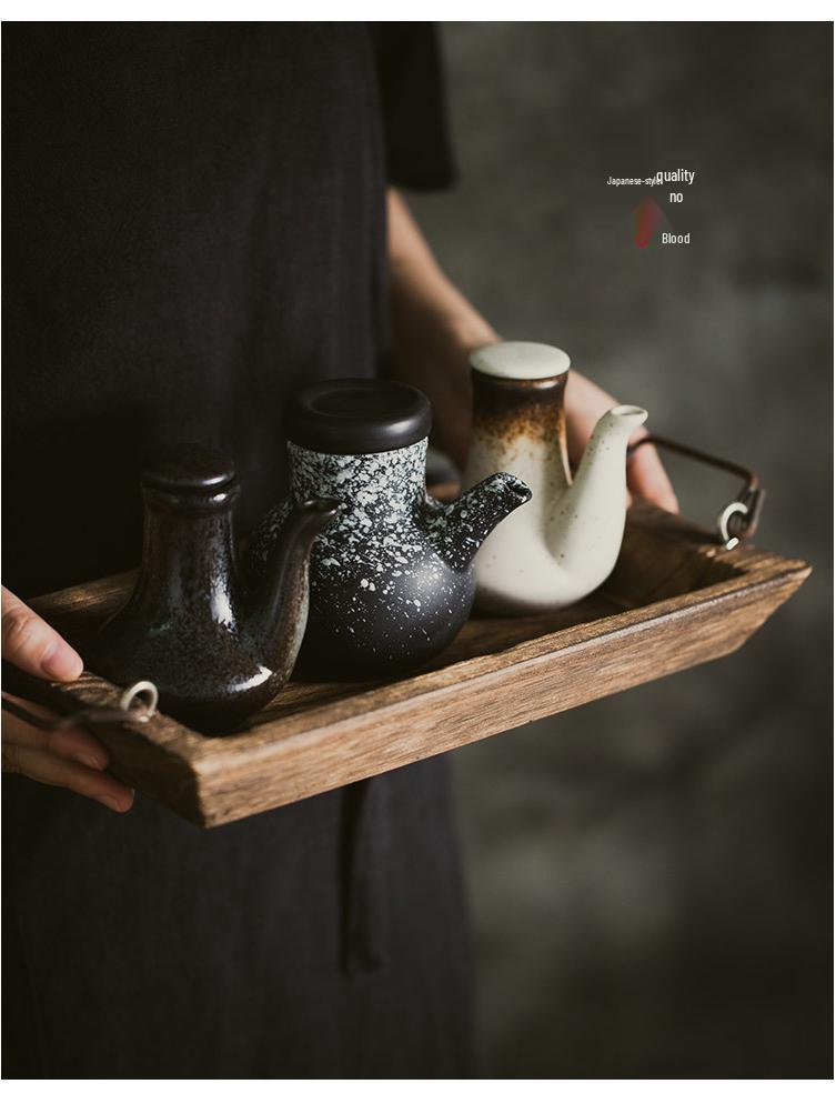 Large Ceramic Vinegar and Soy Sauce Bottle for Japanese Cuisine - Oil and Seasoning Container for Kitchen.