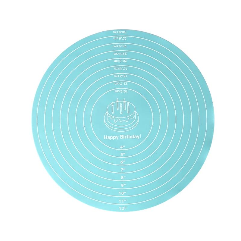 Круглый силиконовый коврик для выпечки диаметром 12 дюймов, поворотный коврик для торта, нескользящая подставка для торта, кухонный инструмент для выпечки пищевого класса