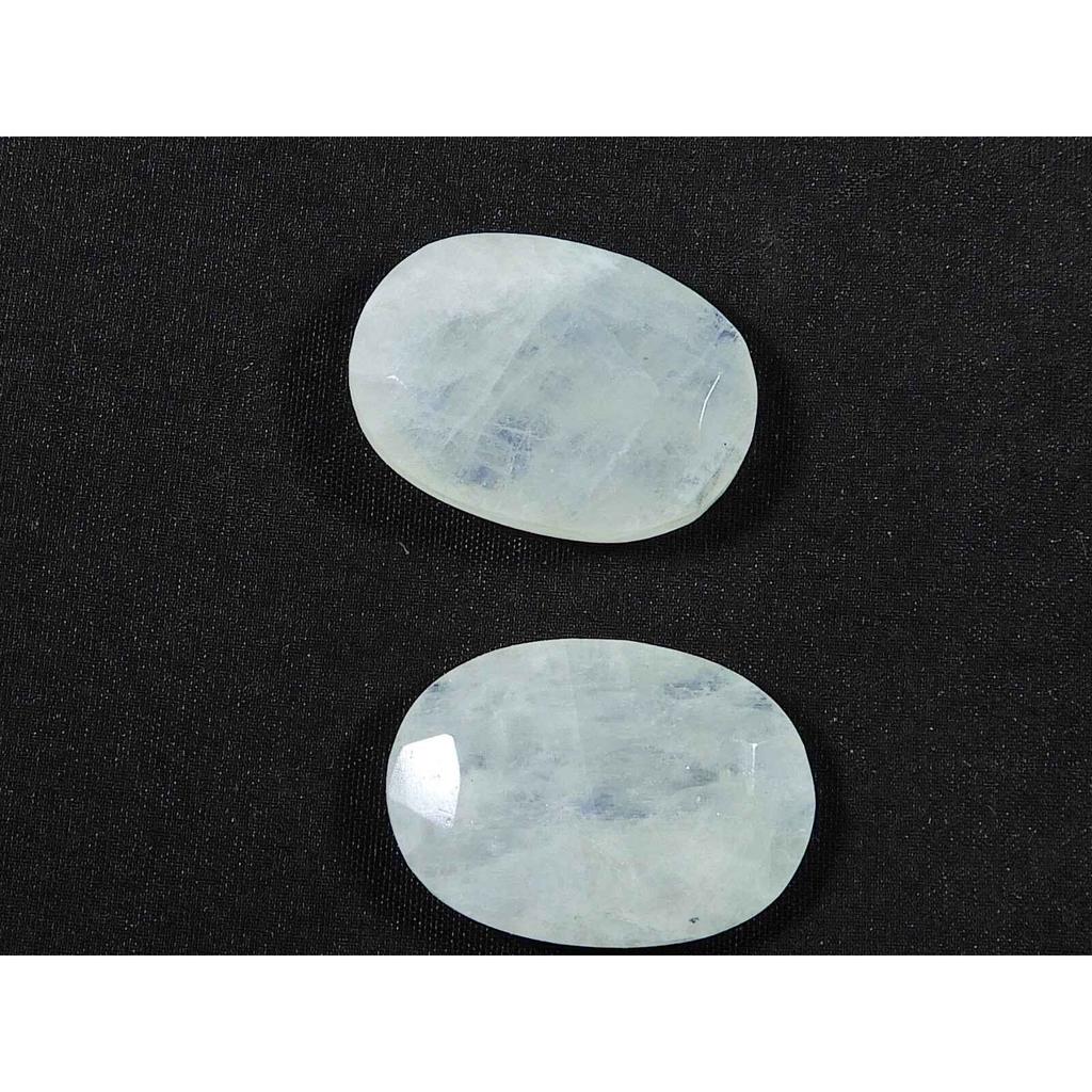 18X25MM Natural Rainbow Moonstone Oval Both Side Checker Gemstone 2Pcs Lot RML-1008