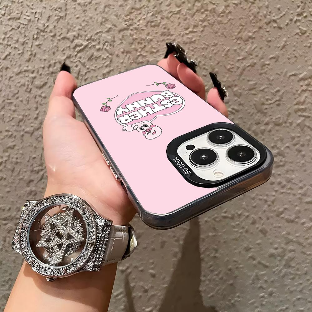E-Esther B-Bunny Phone Case Matte Colored Silver For Iphone 17 Air 16 15 14 Pro 13 12 Plus 11 7 8 Max Luxury Cover