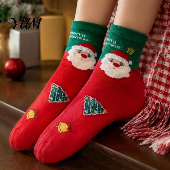 Matching Couple Socks Christmas for Men And Women, Soft Combed Cotton Crew Winter Socks, Novelty Colorful Footwear Holiday Wear Parent Child Outfits