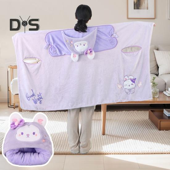 Ворсовый платок, одеяло с капюшоном, ветрозащитное, носимое одеяло, U-образная подушка для хранения, складная, переносная, с капюшоном