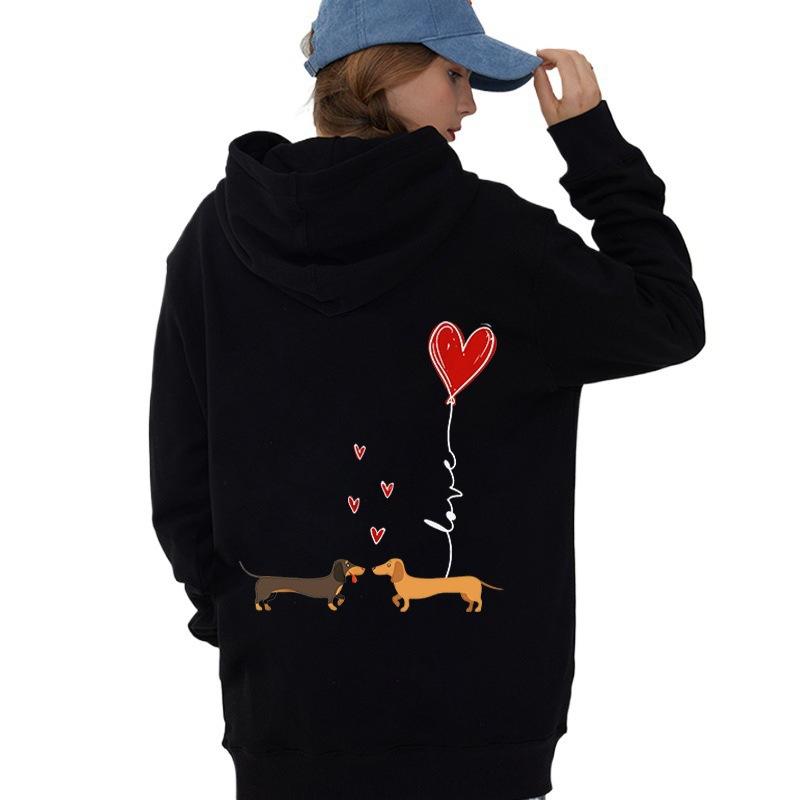 Love Print Couple Sweater Valentine Hooded Jumper Hoodie Hoodie