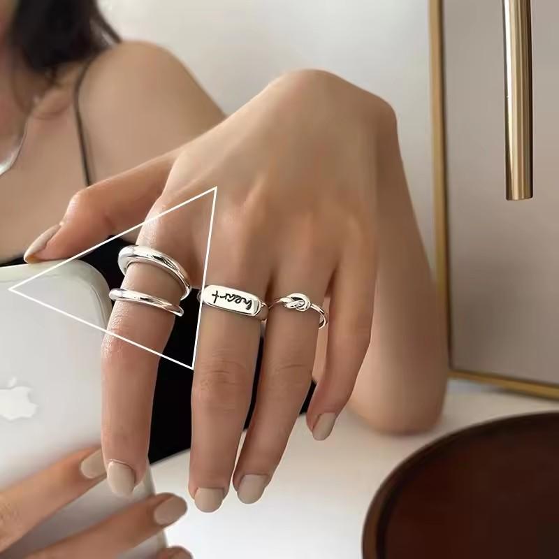 Серебряное кольцо 925 пробы, геометрическое, многослойное, с круглыми бусинами, женское, модное, панк, темперамент, гипоаллергенное, шарм, ювелирное изделие